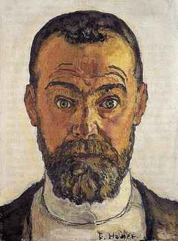 Selbstbildnis mit aufgerissenen Augen Ferdinand Hodler - 1912 (wiki-pd)