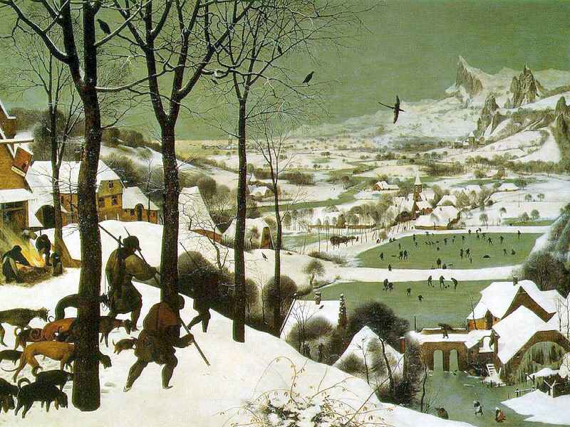pieter bruegel "Die Jäger im Schnee" von Pieter Bruegel d.Ä. - 1565 (wiki pd)